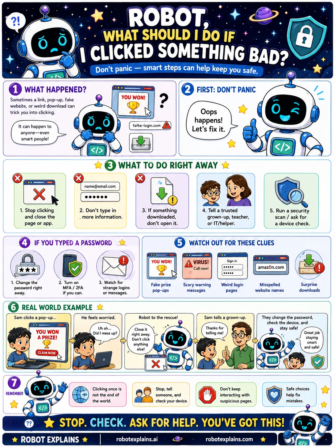 Robot Explains poster: What If I Clicked Something Bad?