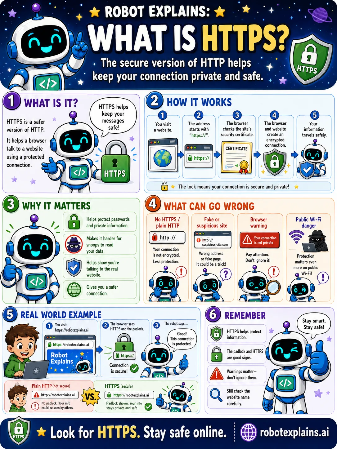 Robot Explains poster: What Is HTTPS?