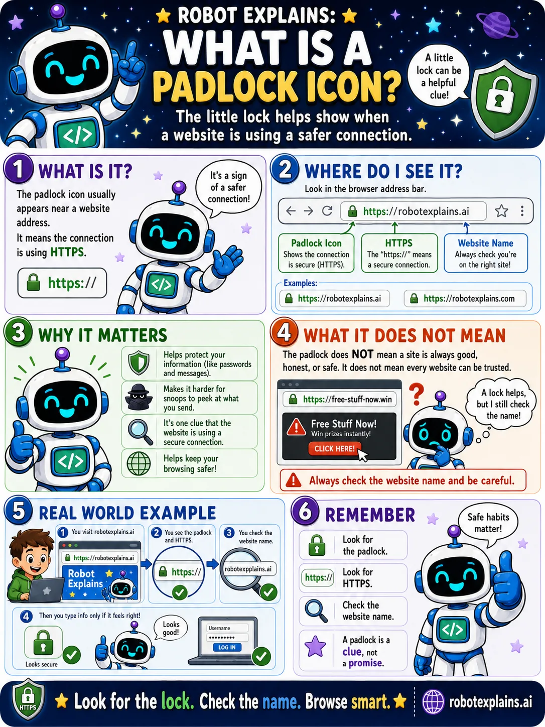 Robot Explains poster: What Is a Padlock Icon?