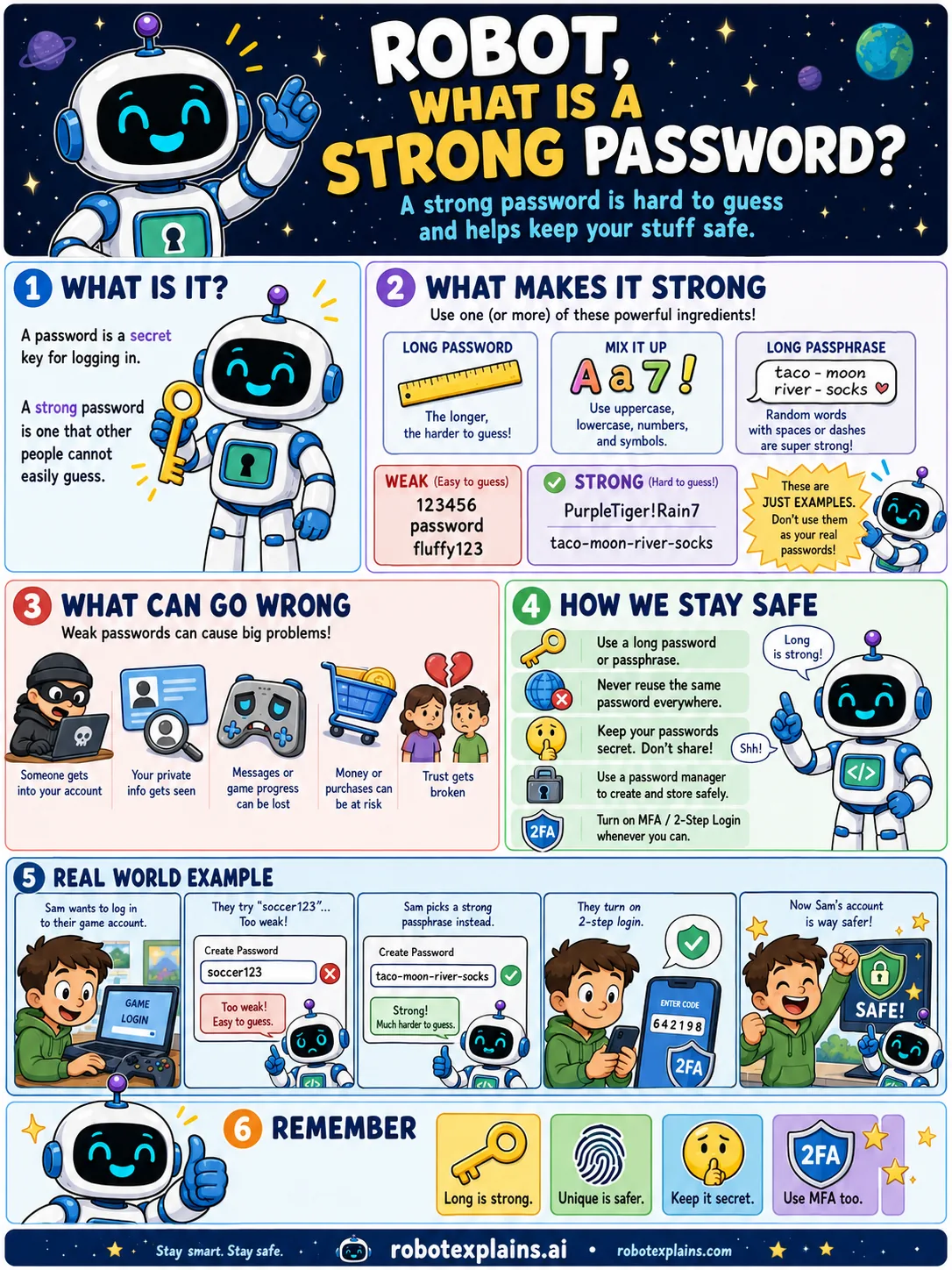 Robot Explains poster: What Makes a Strong Password?